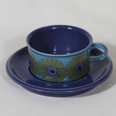 Arabia S teekuppi, käsinmaalattu, suunnittelija Hilkka-Liisa Ahola, käsinmaalattu, signeerattu, retro