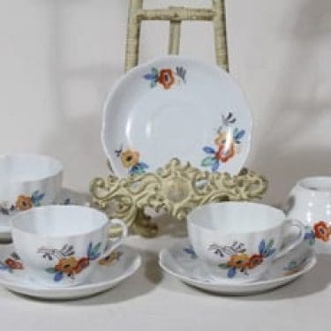 Arabia OB kahvikupit, kukkakuvio, 4 kpl, suunnittelija , kukkakuvio, siirtokuva