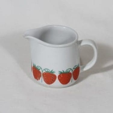 Arabia Pomona kermakko, mansikka, suunnittelija Raija Uosikkinen, mansikka, serikuva, retro