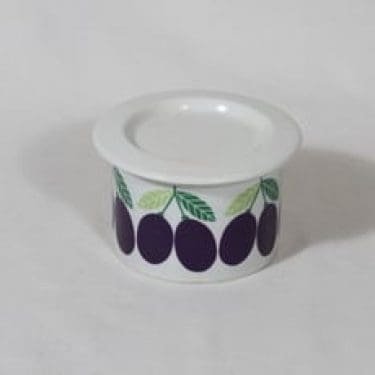 Arabia Pomona purnukka, luumu, suunnittelija Raija Uosikkinen, luumu, pieni, serikuva, retro