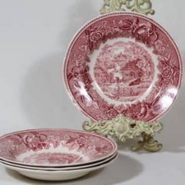 Arabia Maisema lautaset, syvä, 4 kpl, suunnittelija , syvä, kuparipainokoriste