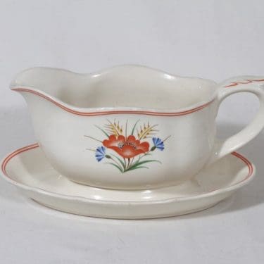 Arabia Kesä kastikekaadin, käsinmaalattu, suunnittelija Olga Osol, käsinmaalattu, kukka-aihe