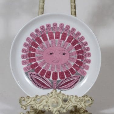 Arabia Daisy lasten lautanen, punainen, suunnittelija Esteri Tomula, serikuva, retro