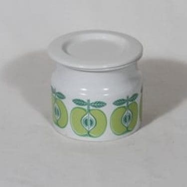 Arabia Pomona purnukka, omena, suunnittelija Raija Uosikkinen, omena, serikuva, retro