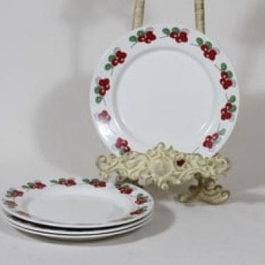 Arabia Marja lautaset, 4 kpl, suunnittelija Esteri Tomula, pieni, painettu ja maalattu