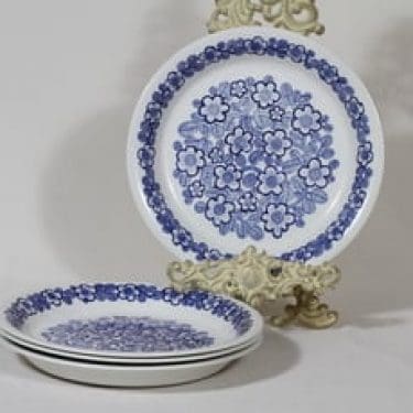 Arabia FF lautaset, kukkakuvio, 4 kpl, suunnittelija , kukkakuvio, kuparipainokoriste, matala