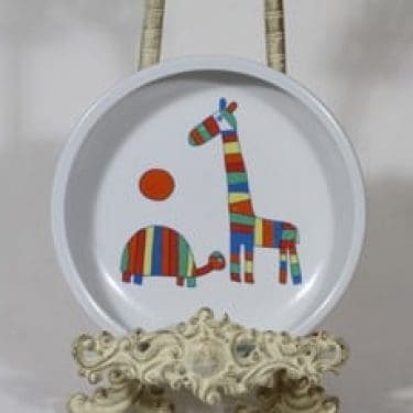 Arabia Kirahvi lasten lautanen, suunnittelija Laila Hakala, serikuva, retro