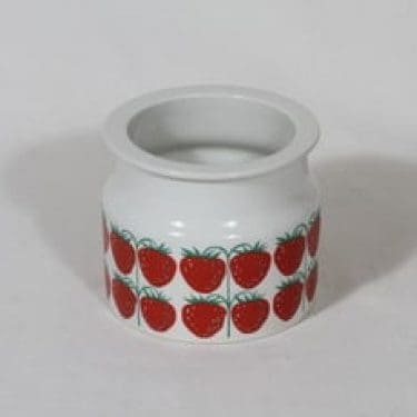 Arabia Pomona purnukka, mansikka, suunnittelija Raija Uosikkinen, mansikka, serikuva, retro