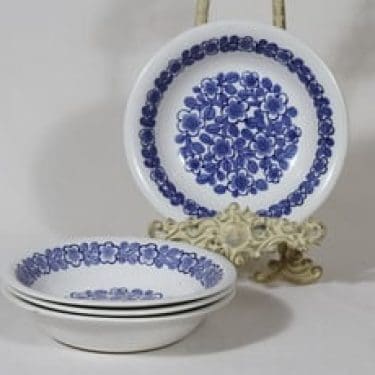 Arabia FF lautaset, kukkakuvio, 4 kpl, suunnittelija , kukkakuvio, kuparipainokoriste, syvä