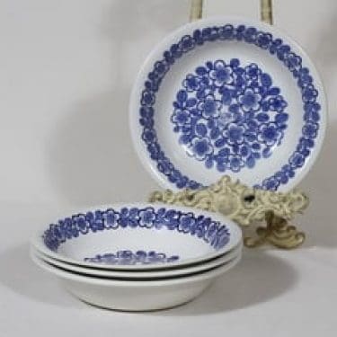 Arabia FF lautaset, kukkakuvio, 4 kpl, suunnittelija , kukkakuvio, kuparipainokoriste, syvä