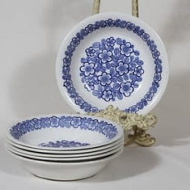 Arabia FF lautaset, kukkakuvio, 6 kpl, suunnittelija , kukkakuvio, kuparipainokoriste, syvä