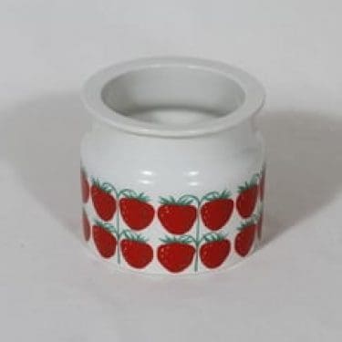 Arabia Pomona purnukka, mansikka, suunnittelija Raija Uosikkinen, mansikka, serikuva, retro