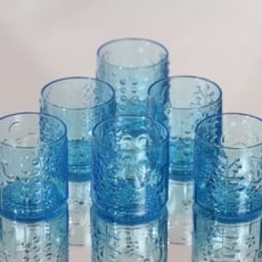 Nuutajärvi Flora lasit, 8 cl, 6 kpl, suunnittelija Oiva Toikka, 8 cl, pieni