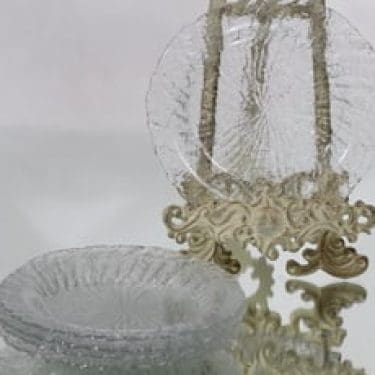 Riihimäen lasi Tupru lautaset, kirkas, 5 kpl, suunnittelija Nanny Still, pieni