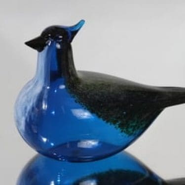 Nuutajärvi koristelintu, Sininärhi, suunnittelija Oiva Toikka, Sininärhi, signeerattu