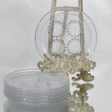 Riihimäen lasi Grapponia lautaset, kirkas, 6 kpl, suunnittelija Nanny Still, pieni