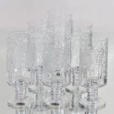 Nuutajärvi Flora lasit, 20 cl, 6 kpl, suunnittelija Oiva Toikka, 20 cl, jalallinen