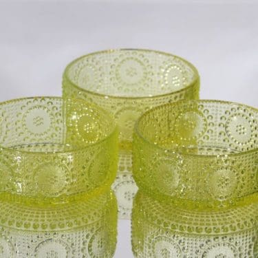 Riihimäen lasi Grapponia annoskulhot, keltainen, 3 kpl, suunnittelija Nanny Still,