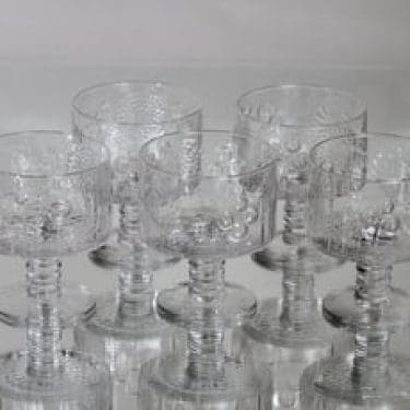 Nuutajärvi Flora annoskulhot, 20 cl, 5 kpl, suunnittelija Oiva Toikka, 20 cl, jalallinen