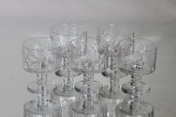 Nuutajärvi Flora annoskulhot, 20 cl, 5 kpl, suunnittelija Oiva Toikka, 20 cl, jalallinen