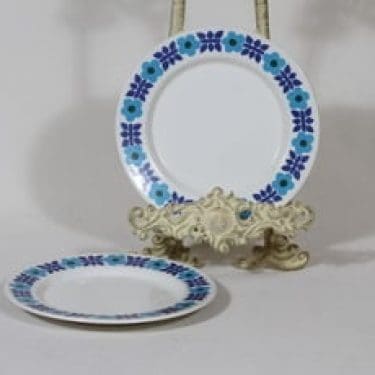 Arabia Ahmet lautaset, 2 kpl, suunnittelija Raija Uosikkinen, pieni, serikuva, retro