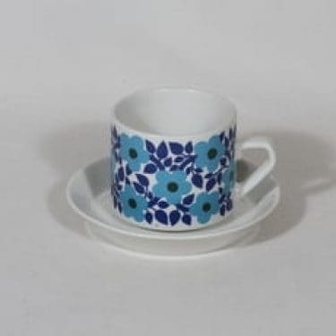 Arabia Ahmet teekuppi, suunnittelija Raija Uosikkinen, serikuva, retro