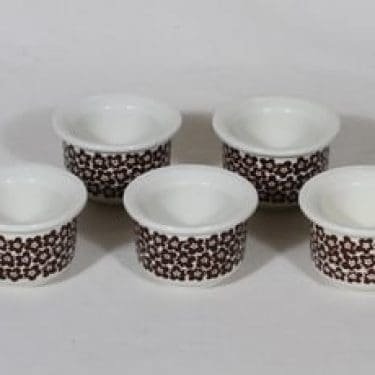 Arabia Faenza munakupit, ruskea, 5 kpl, suunnittelija Inkeri Seppälä, serikuva