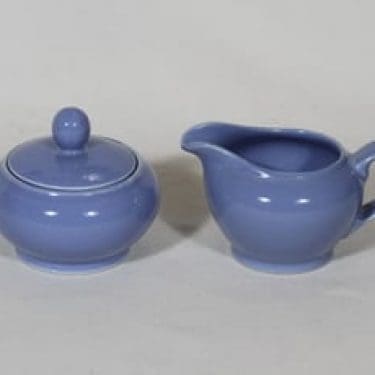 Arabia koristelematon sokerikko ja kermakko, sininen lasite, suunnittelija ,