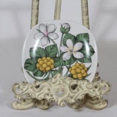 Arabia Botanica koristelautanen, Suomuurain / lakka, suunnittelija Esteri Tomula, Suomuurain / lakka, pieni, serikuva