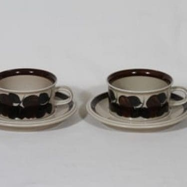 Arabia Ruija teekupit, käsinmaalattu, 2 kpl, suunnittelija Ulla Procope, käsinmaalattu