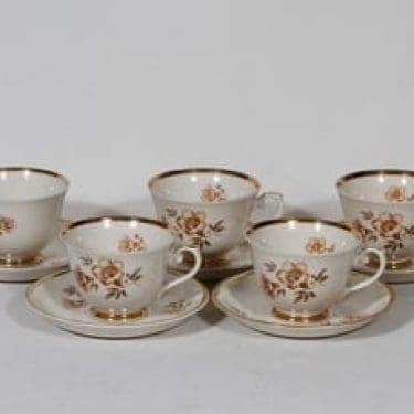 Arabia Myrna kahvikupit, 5 kpl, suunnittelija Olga Osol, siirtokuva