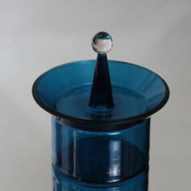 Riihimäen lasi Harlekiini makeiskulho, sininen, suunnittelija Nanny Still,