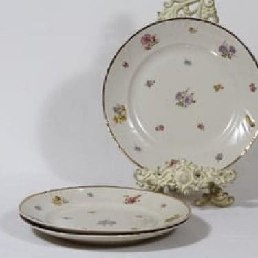 Arabia Rosita ruokalautaset, matala, 3 kpl, suunnittelija Svea Granlund, matala, siirtokuva, kukka-aihe