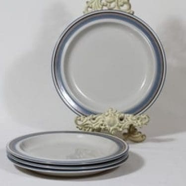 Arabia Uhtua ruokalautaset, 4 kpl, suunnittelija , matala, raitakoriste