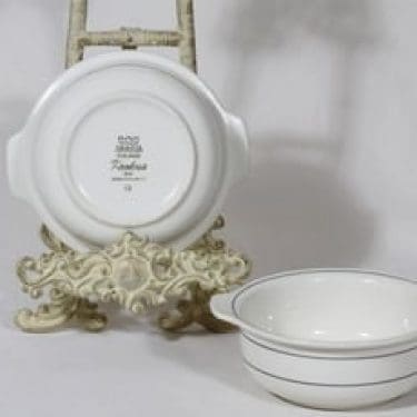 Arabia Krokus annoskulhot, mustavalkoinen, 2 kpl, suunnittelija Esteri Tomula, raitakoriste