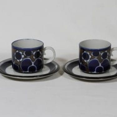 Arabia Saara teekupit, 2 kpl, suunnittelija Anja Jaatinen-Winquist, erikoiskoriste, retro