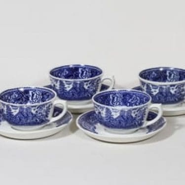 Arabia Maisema kahvikupit, sininen, 4 kpl, suunnittelija , kuparipainokoriste