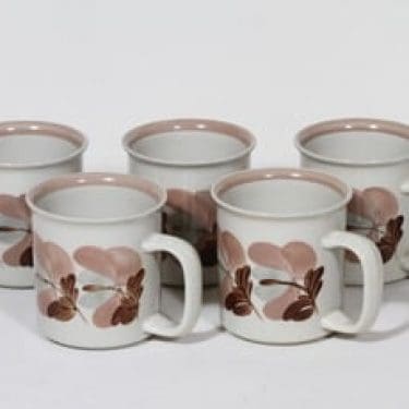 Arabia Koralli mukit, käsinmaalattu, 5 kpl, suunnittelija Raija Uosikkinen, käsinmaalattu