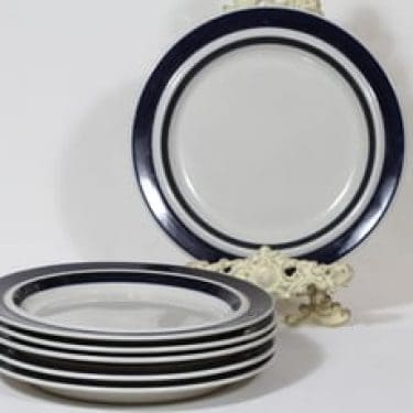 Arabia Anemone ruokalautaset, matala, 6 kpl, suunnittelija Ulla Procope, matala, raitakoriste