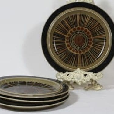 Arabia Kosmos ruokalautaset, matala, 4 kpl, suunnittelija Gunvor Olin-Grönqvist, matala, puhalluskoriste, retro