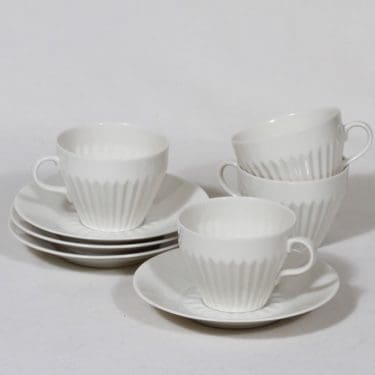 Arabia LG kahvikupit, valkoinen, 4 kpl, suunnittelija , koristelematon