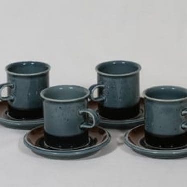 Arabia Meri kahvikupit, turkoosi, 4 kpl, suunnittelija Ulla Procope,