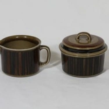 Arabia Kosmos sokerikko ja kermakko, suunnittelija Gunvor Olin-Grönqvist, puhalluskoriste, retro