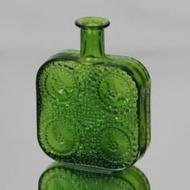 Riihimäen lasi Grapponia koristepullo, vihreä, suunnittelija Nanny Still,