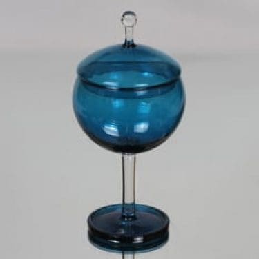 Riihimäen lasi Harlekiini sokerikko, sininen, suunnittelija Nanny Still,