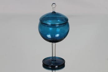 Riihimäen lasi Harlekiini sokerikko, sininen, suunnittelija Nanny Still,