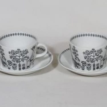 Arabia Emilia kahvikupit, 20 cl, 2 kpl, suunnittelija Raija Uosikkinen, 20 cl, kuparipainokoriste