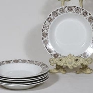 Arabia Kekri lautaset, syvä, 6 kpl, suunnittelija Raija Uosikkinen, syvä, kuparipainokoriste