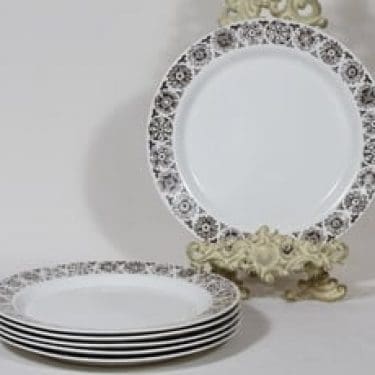 Arabia Kekri lautaset, matala, 6 kpl, suunnittelija Raija Uosikkinen, matala, kuparipainokoriste