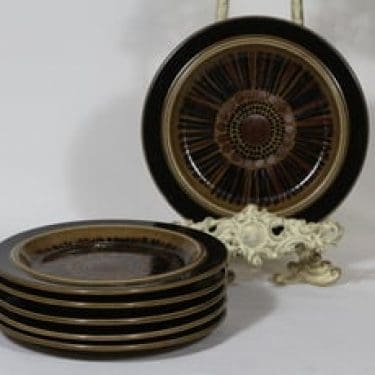 Arabia Kosmos lautaset, 6 kpl, suunnittelija Gunvor Olin-Grönqvist, pieni, puhalluskoriste, retro